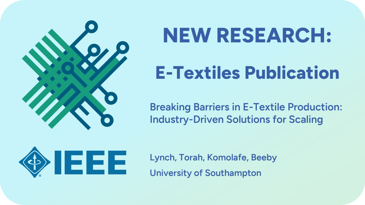 Citation card for Breaking Barriers in E-Textile Production, by Lynch et al., presented at E-Textiles 2024